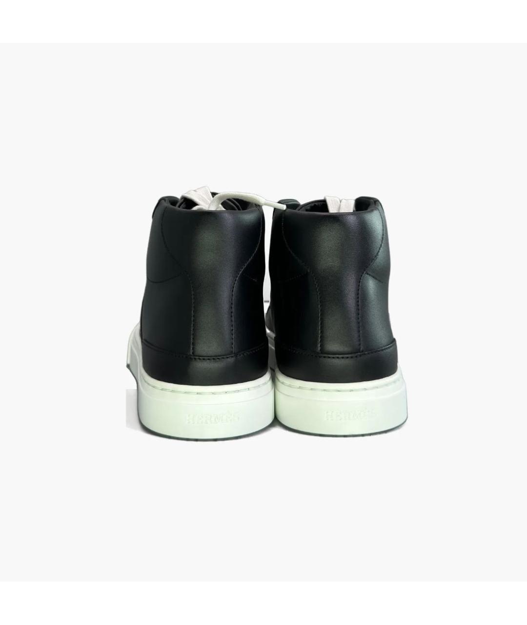 HERMES Черные кожаные кроссовки, фото 5