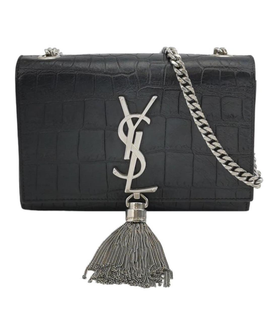 SAINT LAURENT Черная кожаная сумка через плечо, фото 5