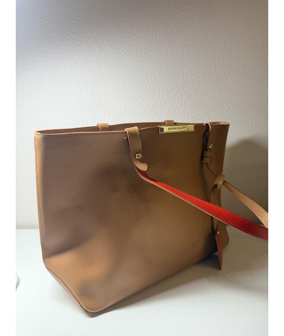 LONGCHAMP Оранжевая кожаная сумка тоут, фото 5