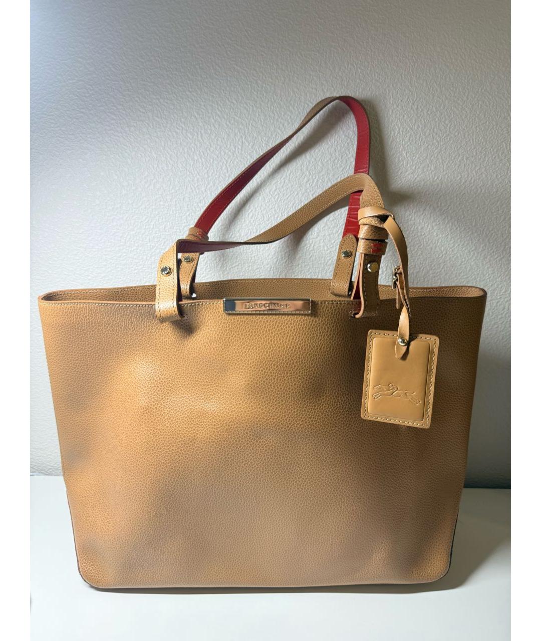 LONGCHAMP Оранжевая кожаная сумка тоут, фото 9