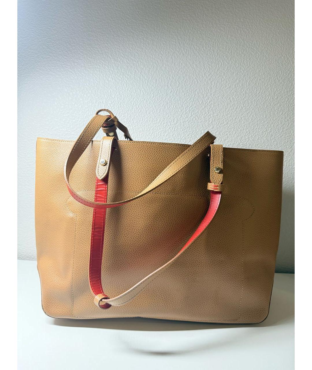 LONGCHAMP Оранжевая кожаная сумка тоут, фото 3