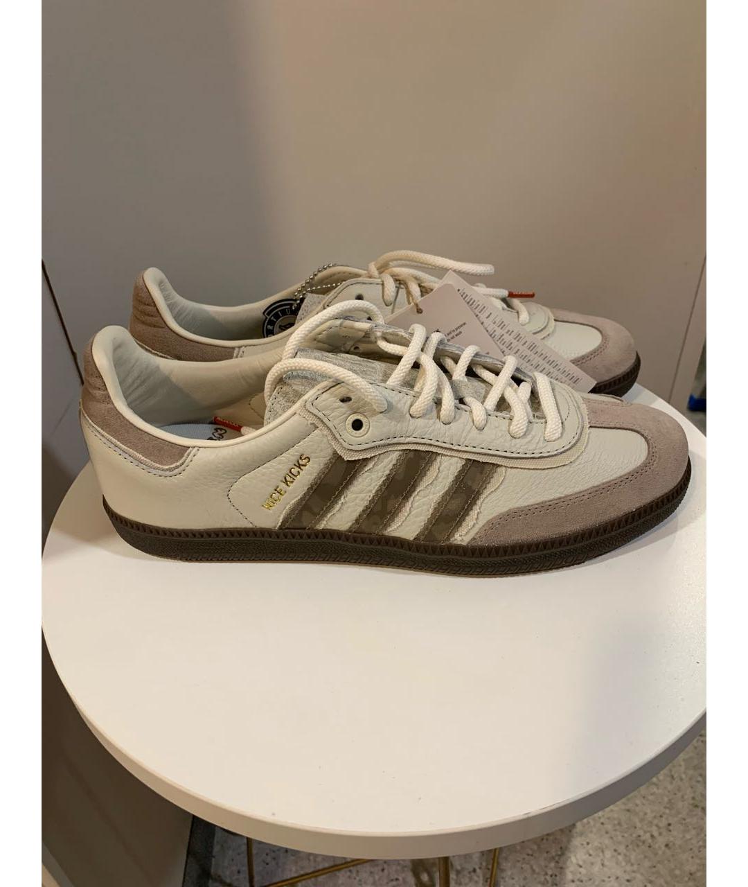 ADIDAS Бежевые кожаные кеды, фото 9