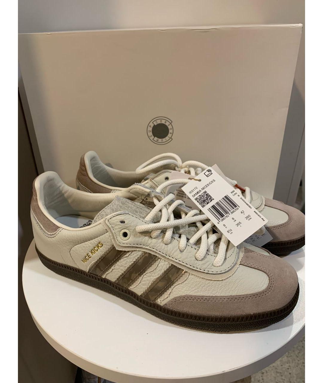 ADIDAS Бежевые кожаные кеды, фото 7