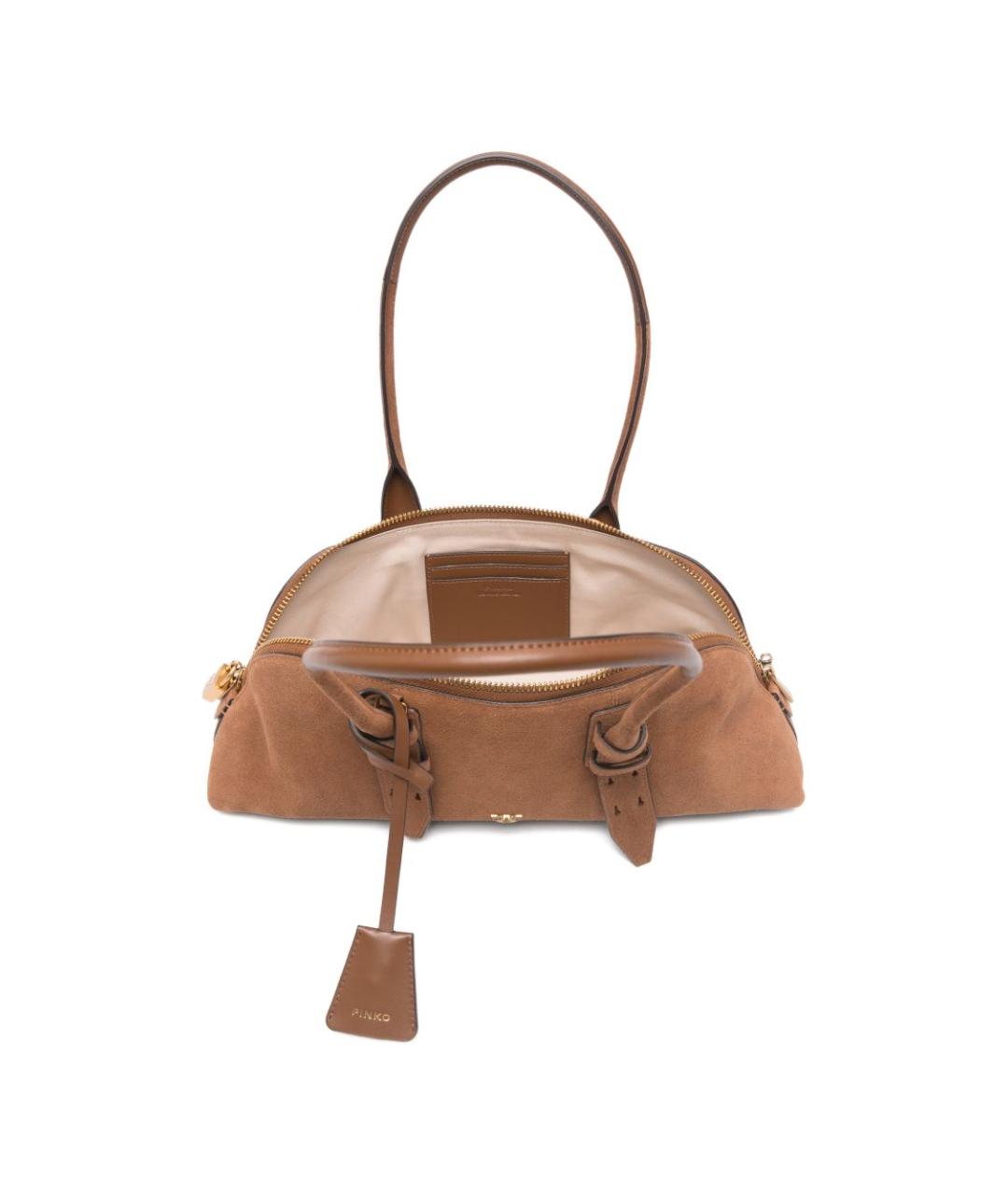 PINKO Коричневая кожаная сумка тоут, фото 3