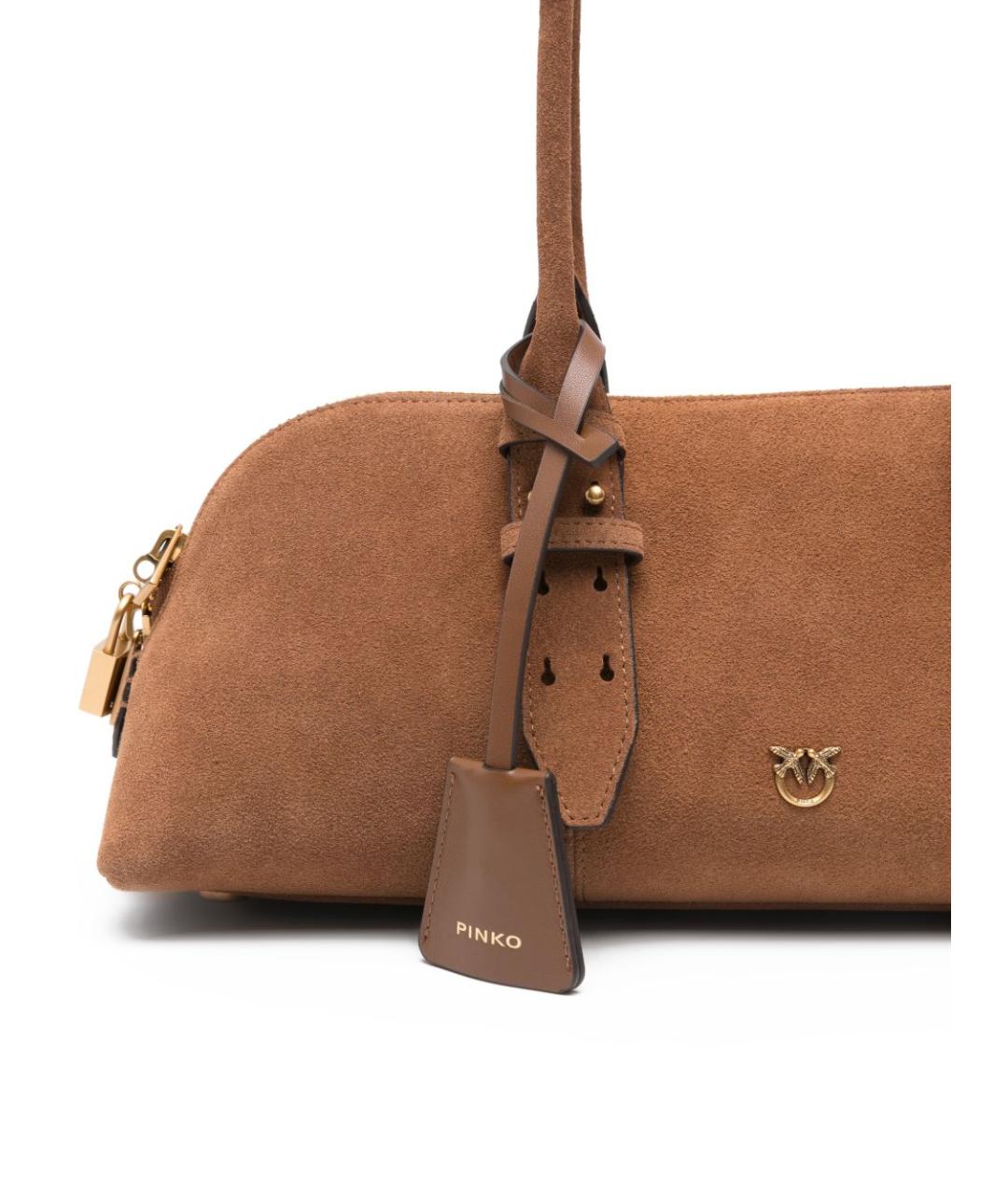 PINKO Коричневая кожаная сумка тоут, фото 5