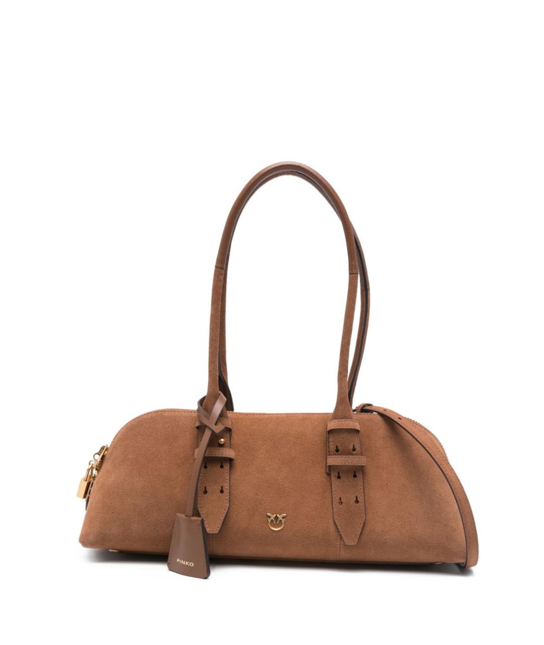 PINKO Коричневая кожаная сумка тоут, фото 1