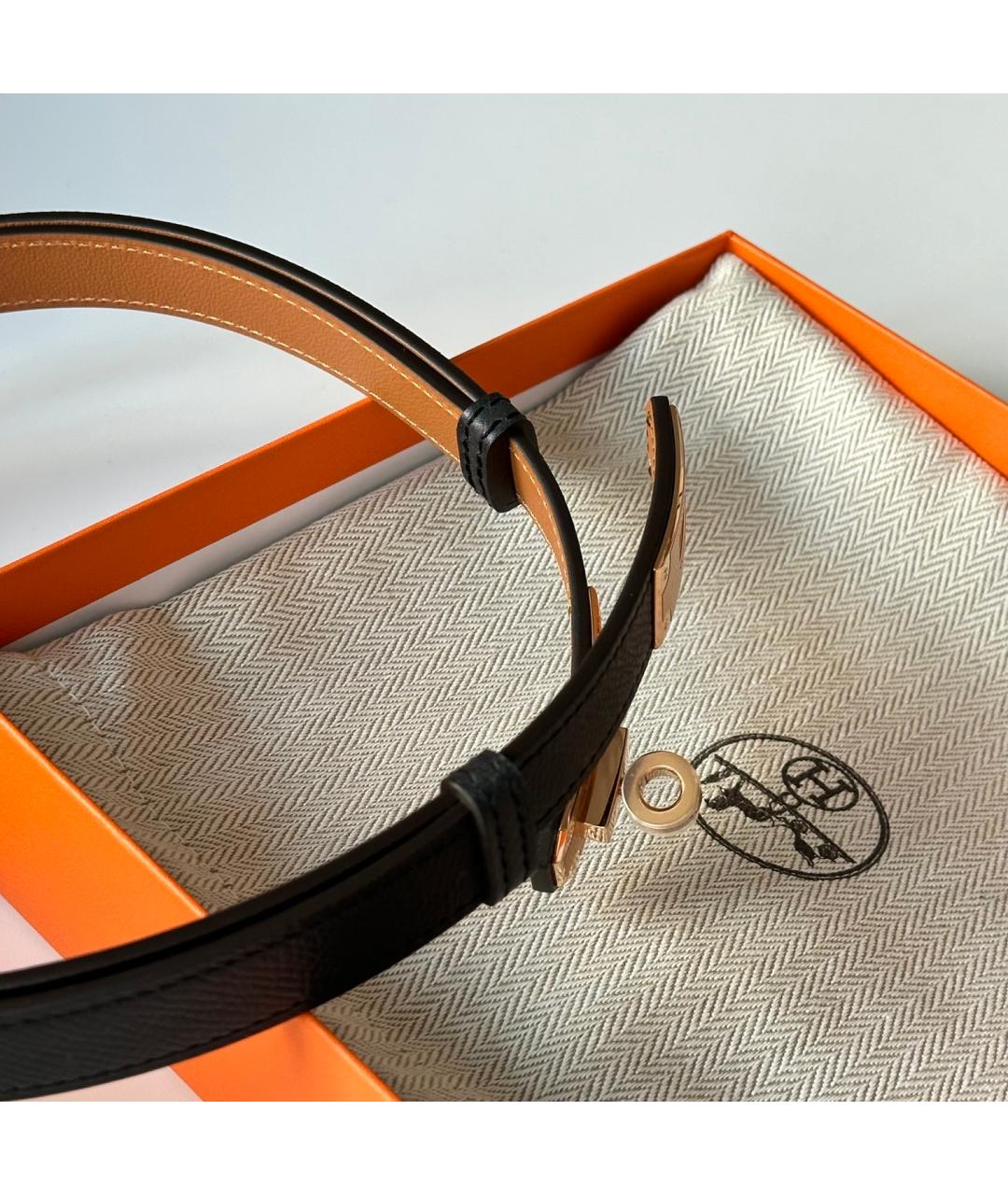 HERMES Черный кожаный ремень, фото 5