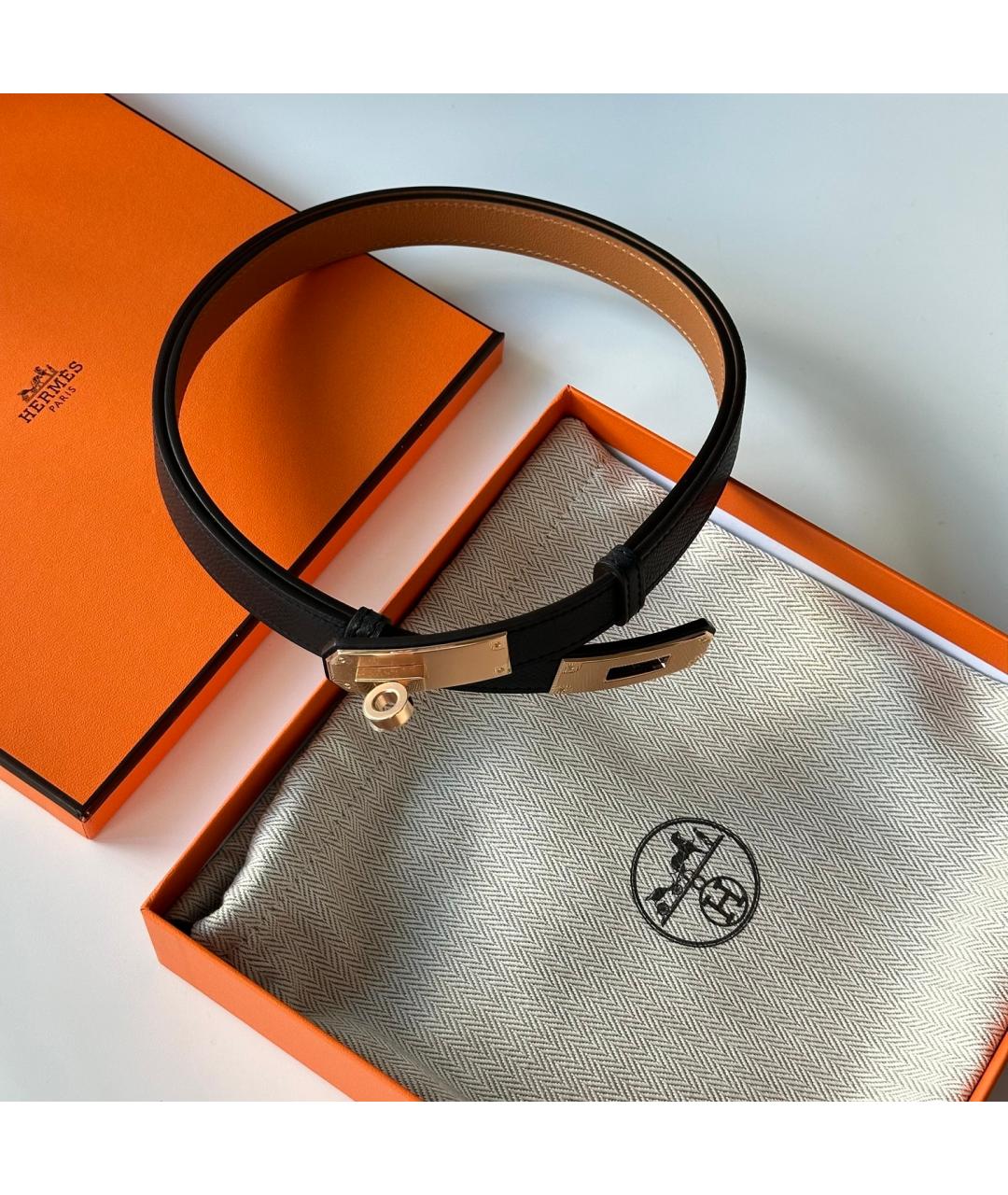 HERMES Черный кожаный ремень, фото 4