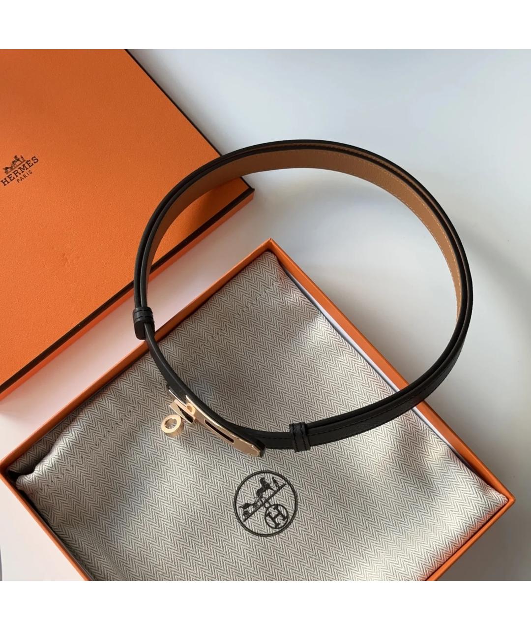 HERMES Черный кожаный ремень, фото 3