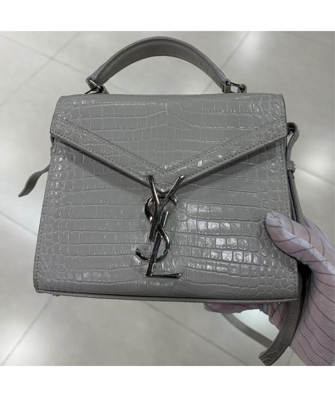 SAINT LAURENT Белая кожаная сумка через плечо, фото 2