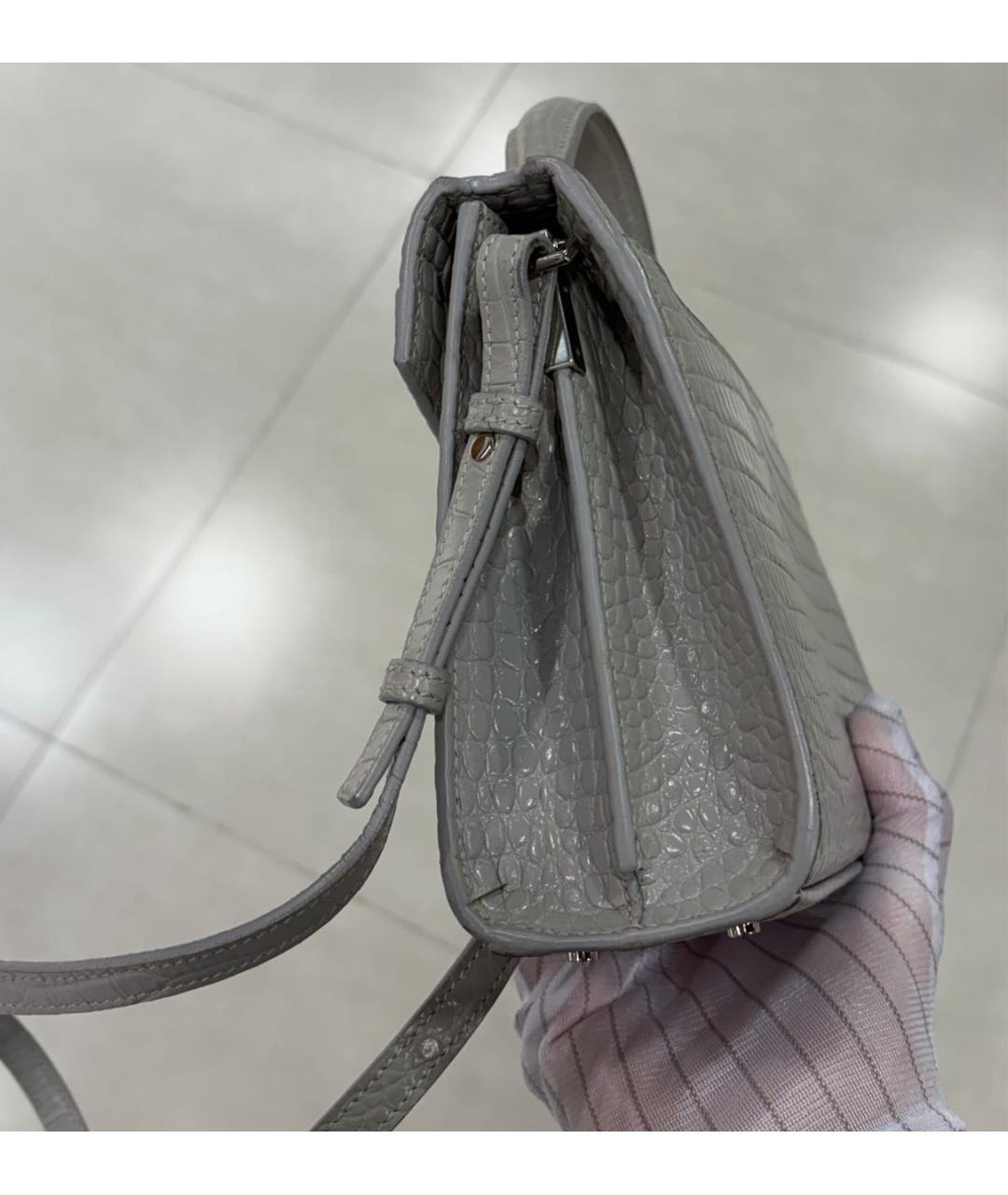 SAINT LAURENT Белая кожаная сумка через плечо, фото 4