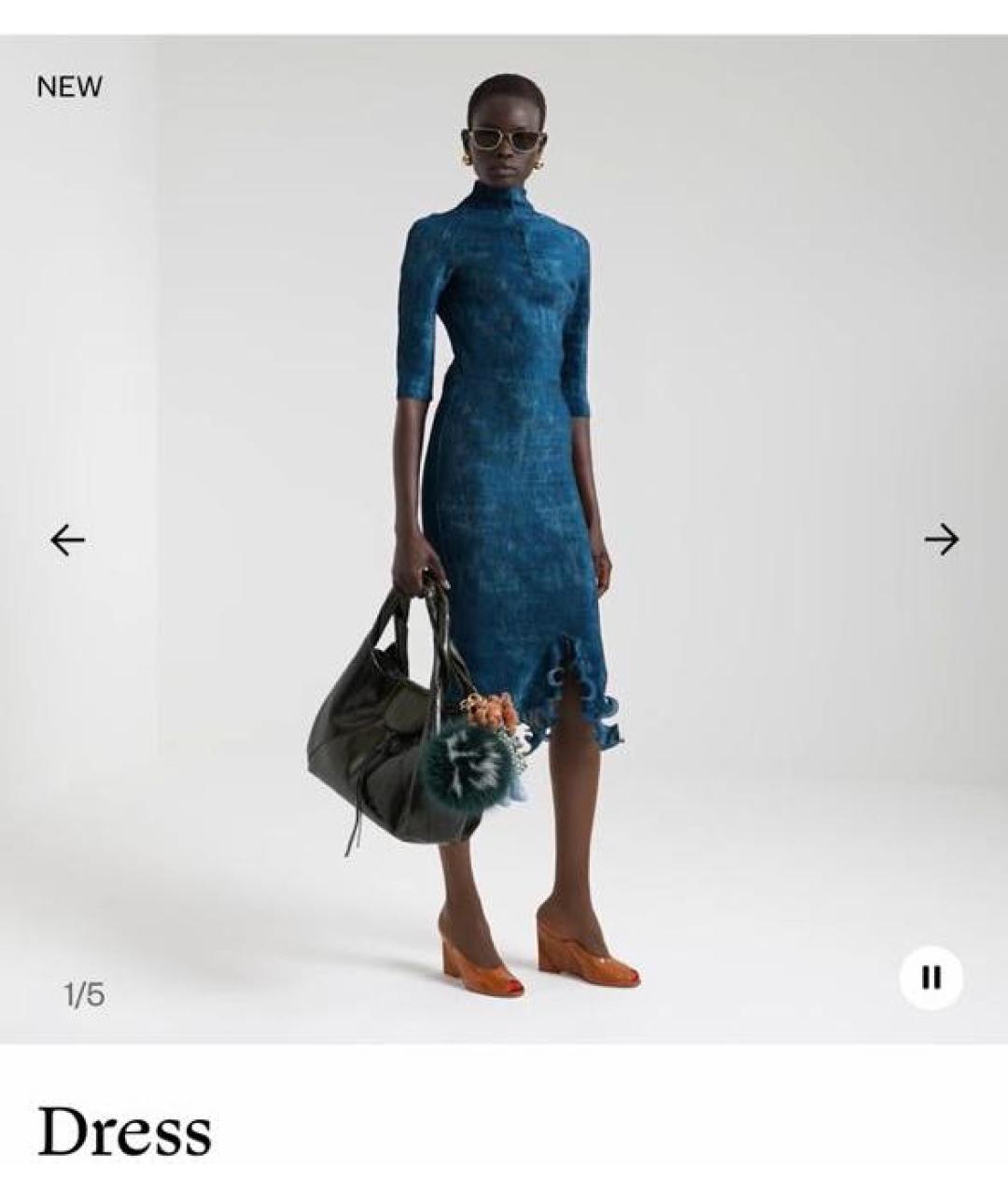 FENDI Синее полиэстеровое вечернее платье, фото 3