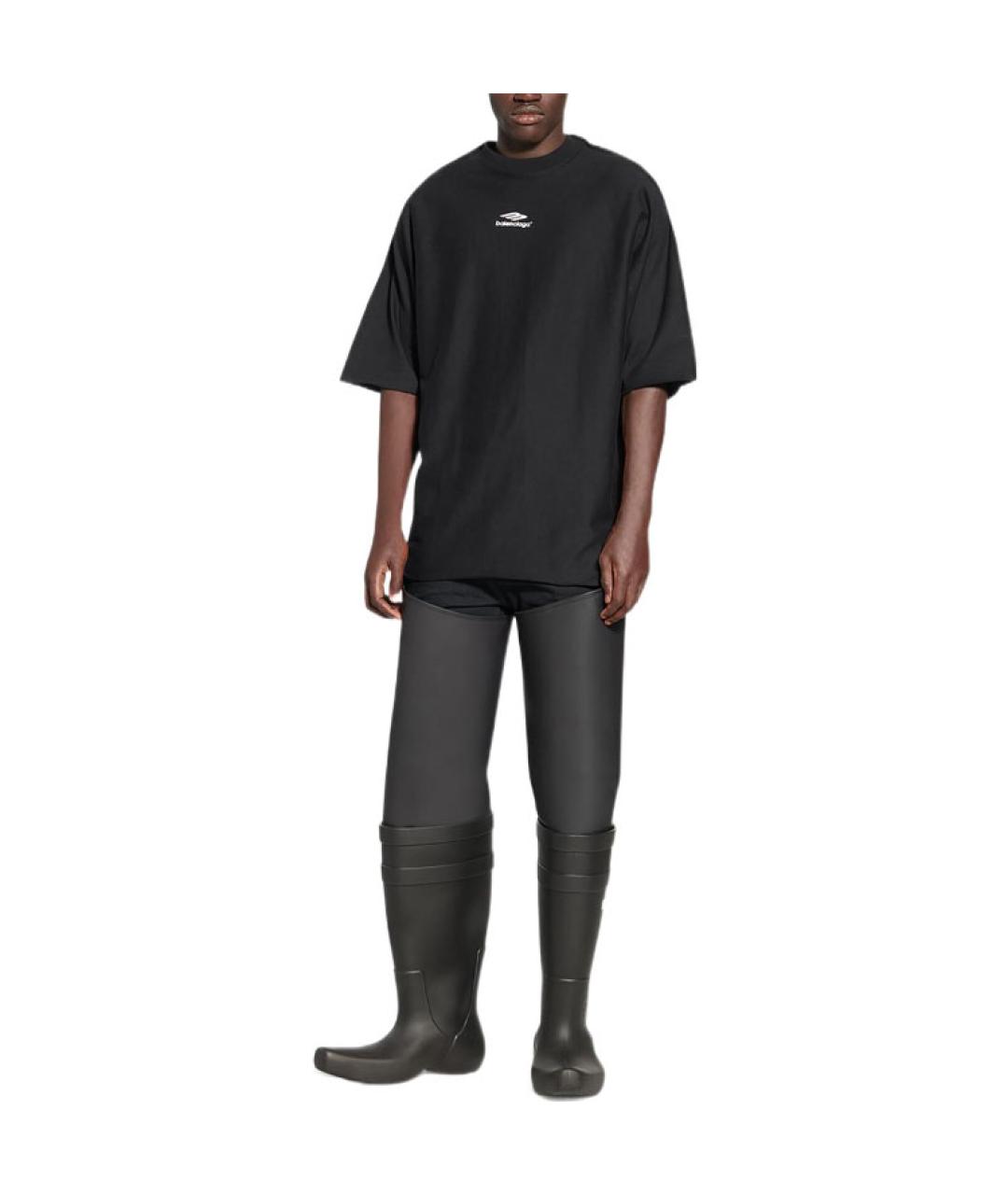 BALENCIAGA Черная хлопковая футболка, фото 3