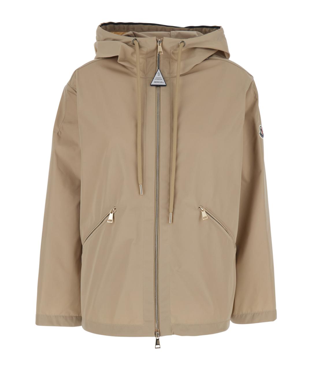 MONCLER Бежевая полиэстеровая куртка, фото 1