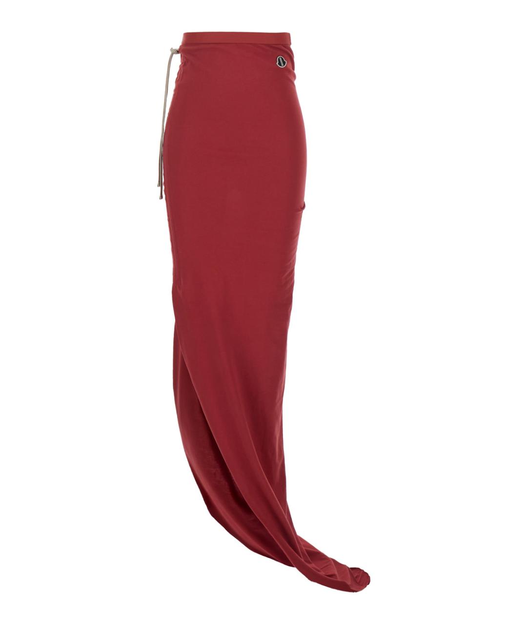 RICK OWENS Красная хлопковая юбка миди, фото 1