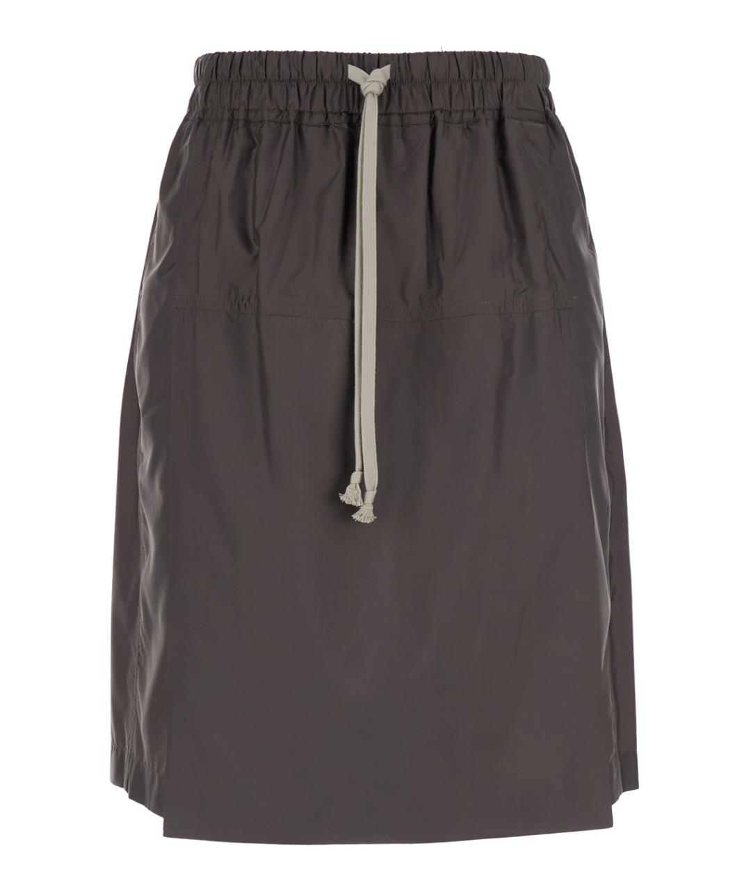 RICK OWENS Серая полиэстеровая юбка миди, фото 1