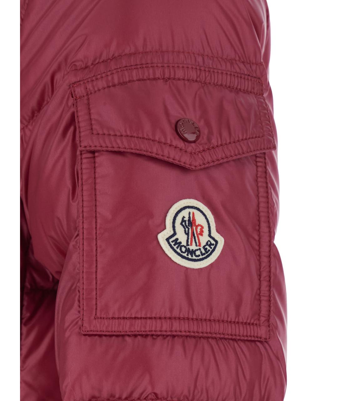 MONCLER Красный полиамидовый пуховик, фото 3