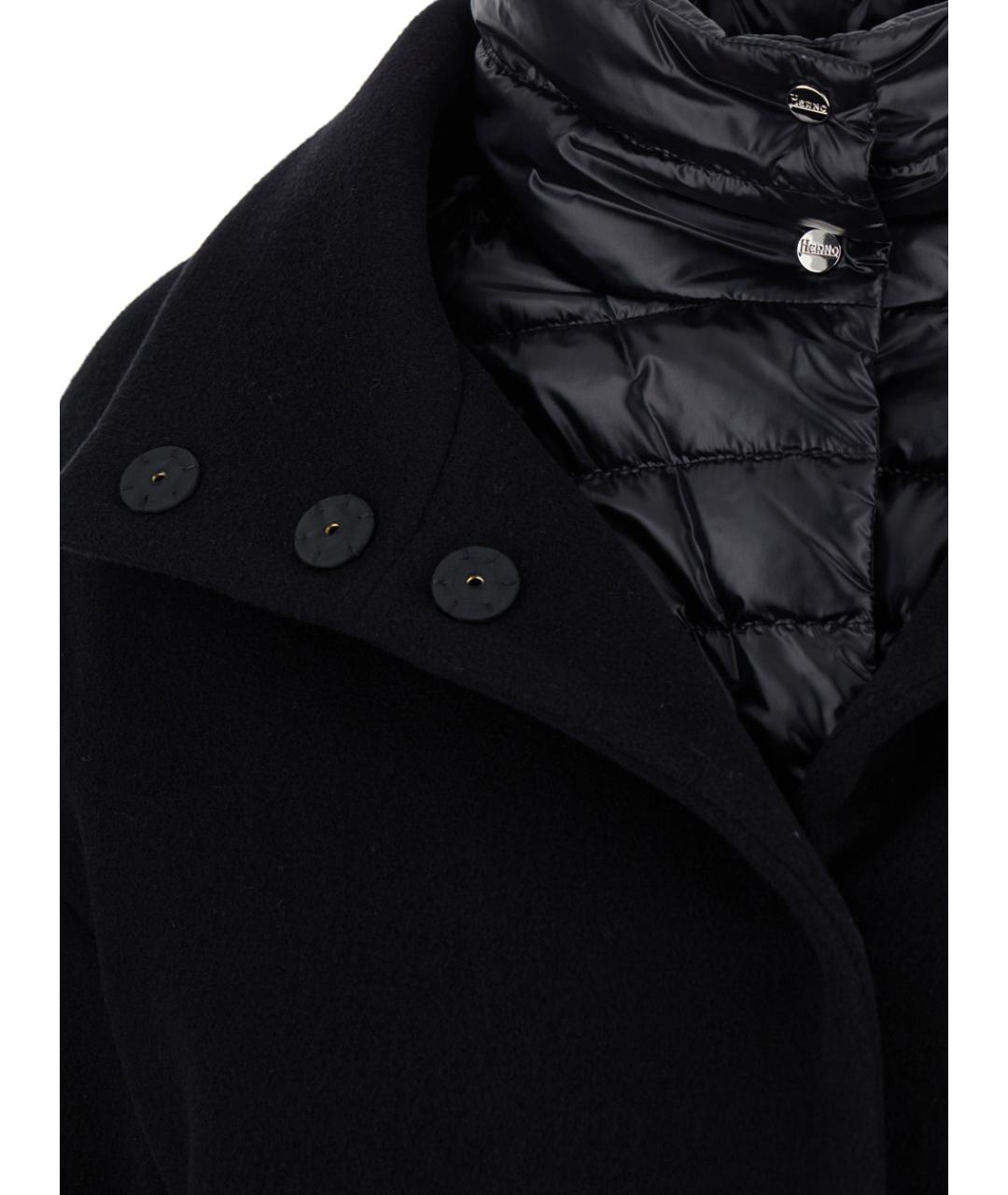 HERNO Черное шерстяное пальто, фото 3