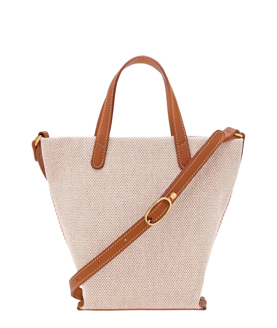 LONGCHAMP Коричневая тканевая сумка тоут, фото 2