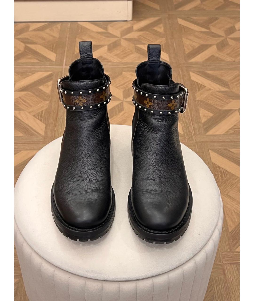 LOUIS VUITTON Черные кожаные ботинки, фото 2