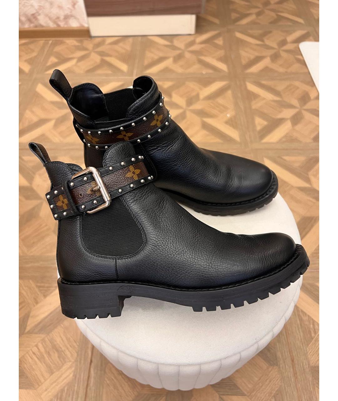 LOUIS VUITTON Черные кожаные ботинки, фото 5