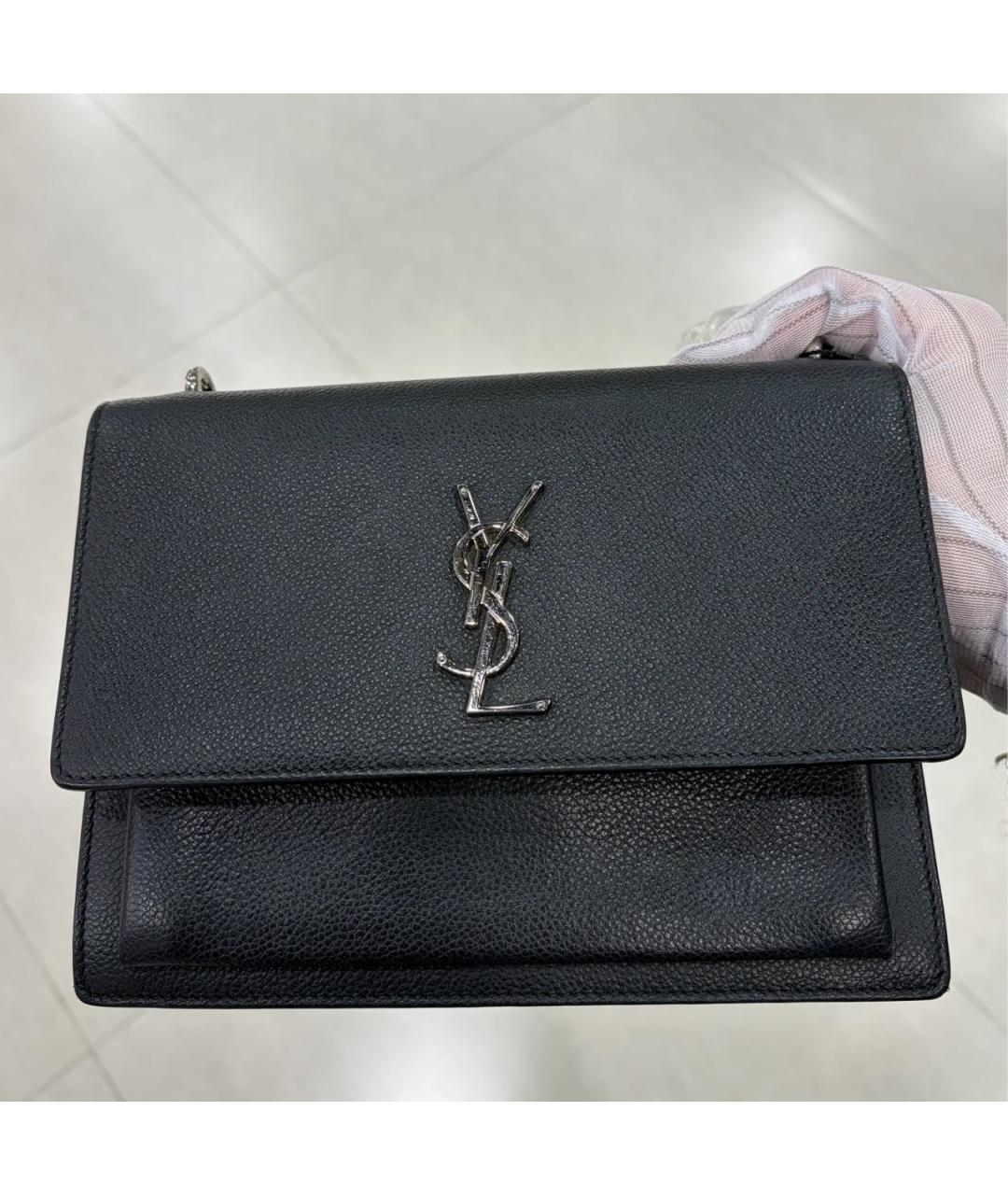 SAINT LAURENT Черная кожаная сумка через плечо, фото 2