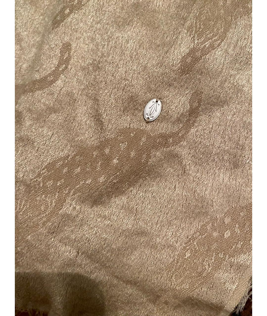 CARTIER Бежевый кашемировый шарф, фото 2