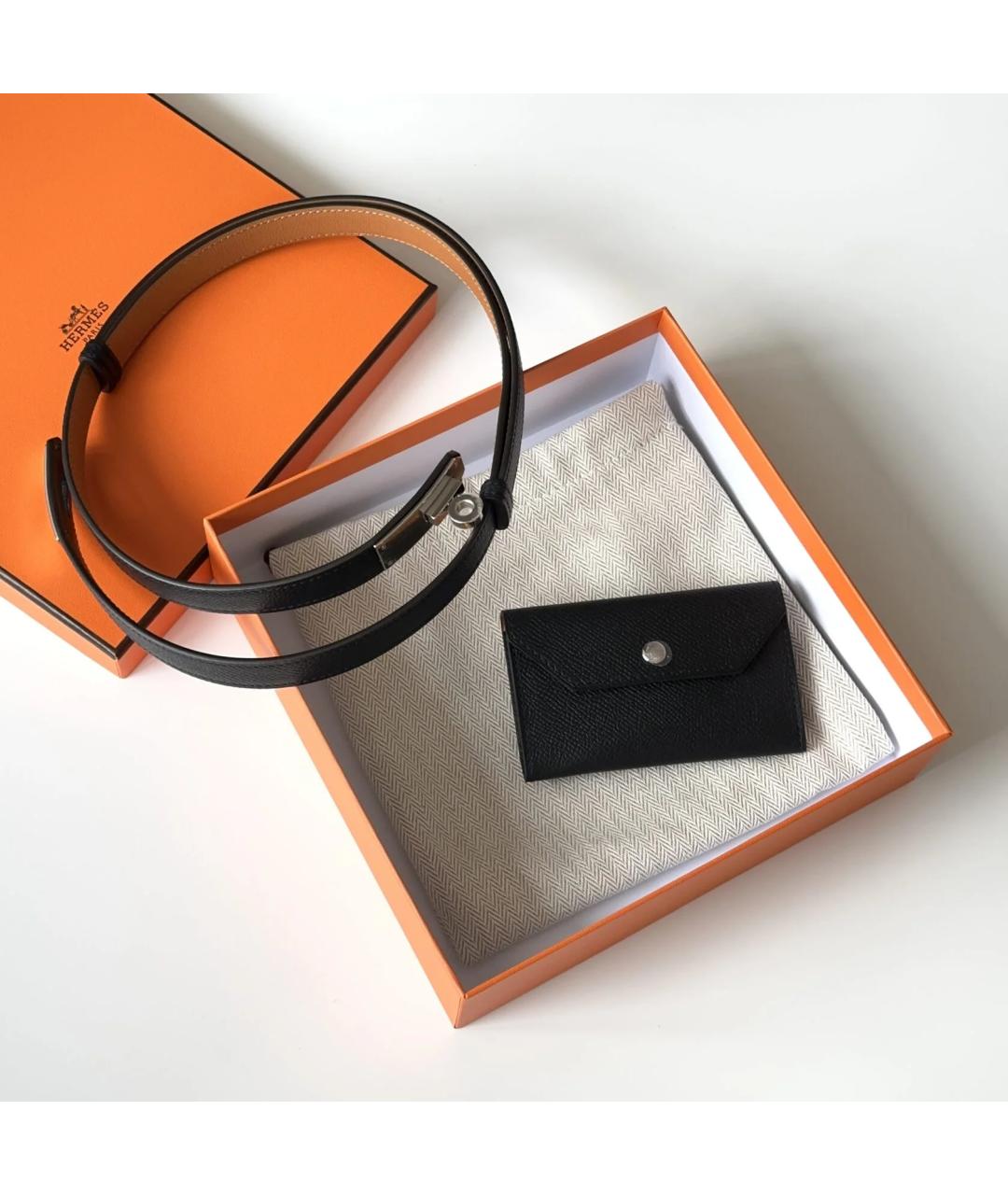 HERMES Черный кожаный ремень, фото 3