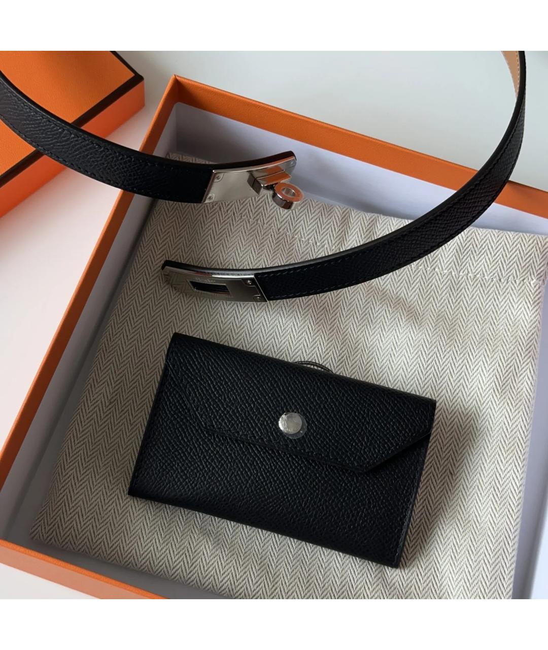 HERMES Черный кожаный ремень, фото 4