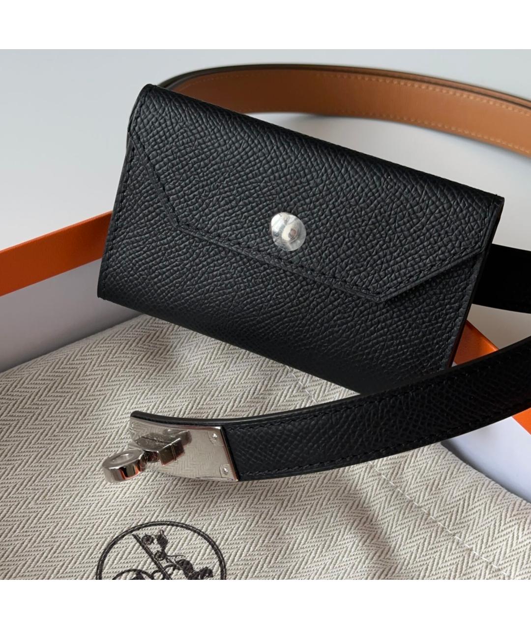 HERMES Черный кожаный ремень, фото 5