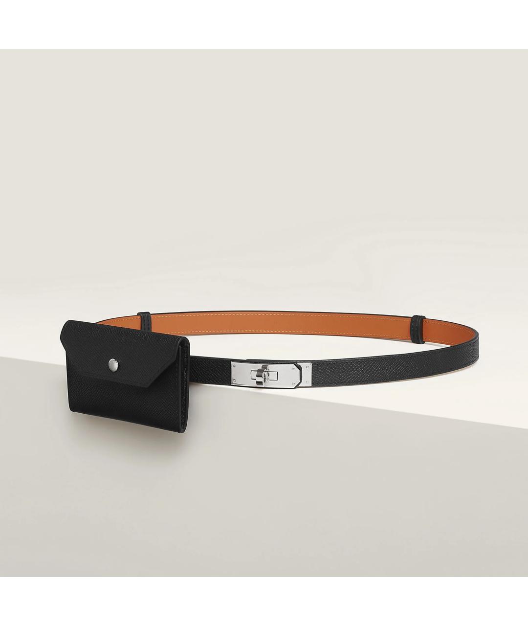 HERMES Черный кожаный ремень, фото 2