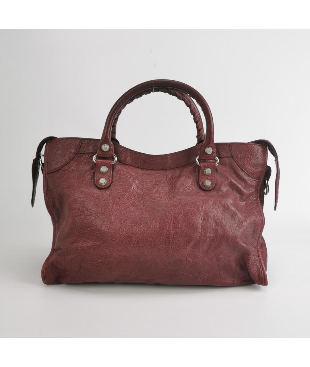 BALENCIAGA Бордовая кожаная сумка через плечо, фото 4