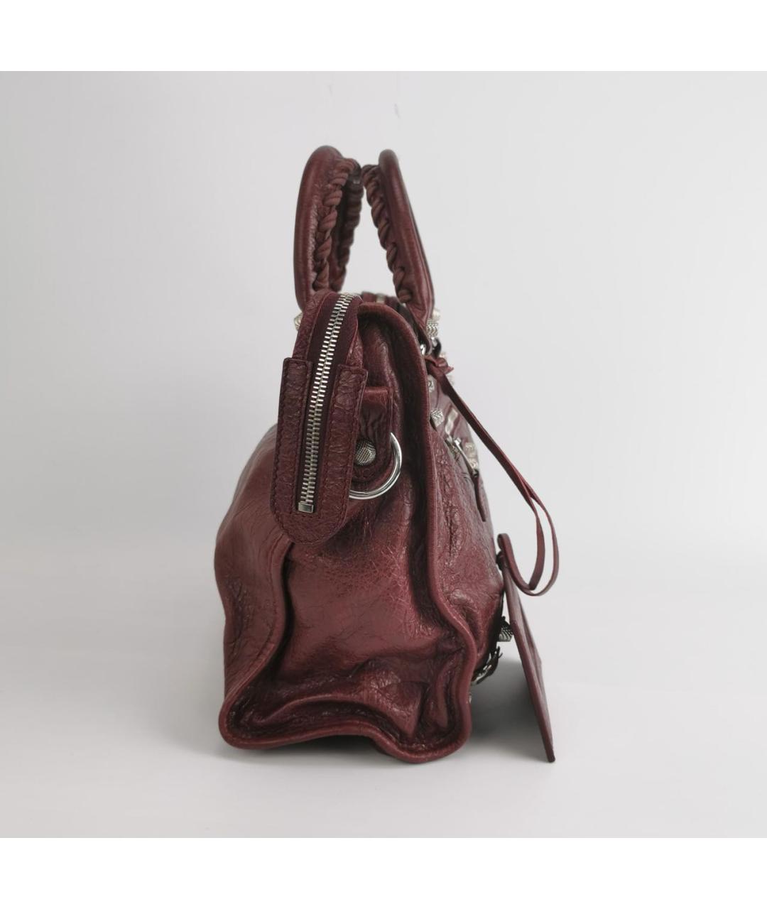 BALENCIAGA Бордовая кожаная сумка через плечо, фото 3