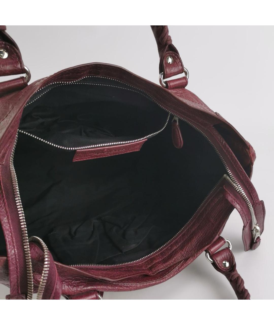 BALENCIAGA Бордовая кожаная сумка через плечо, фото 6