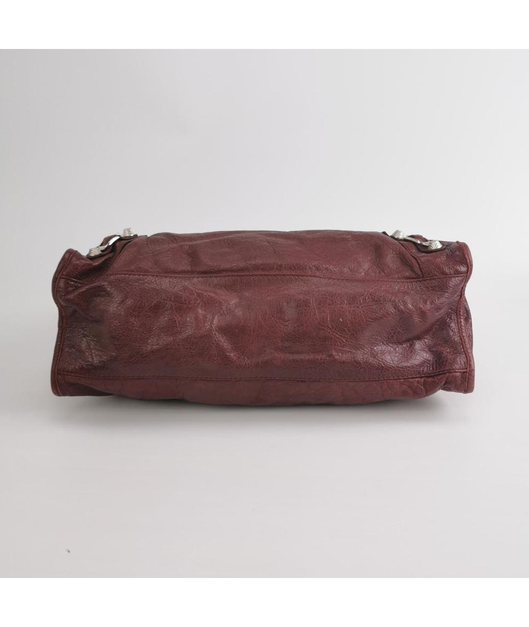 BALENCIAGA Бордовая кожаная сумка через плечо, фото 5