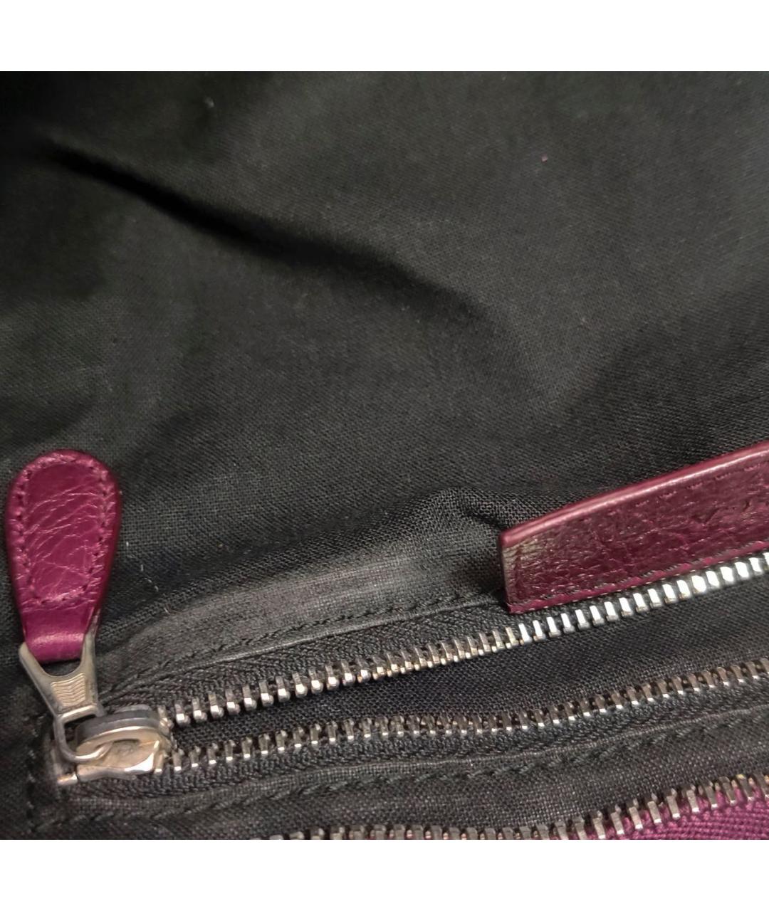 BALENCIAGA Бордовая кожаная сумка через плечо, фото 7