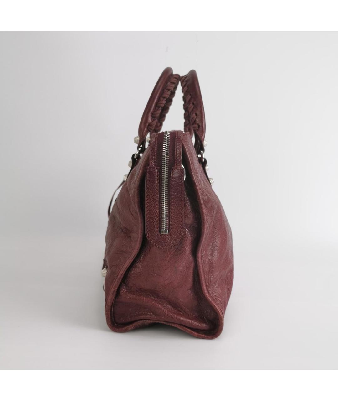 BALENCIAGA Бордовая кожаная сумка через плечо, фото 2