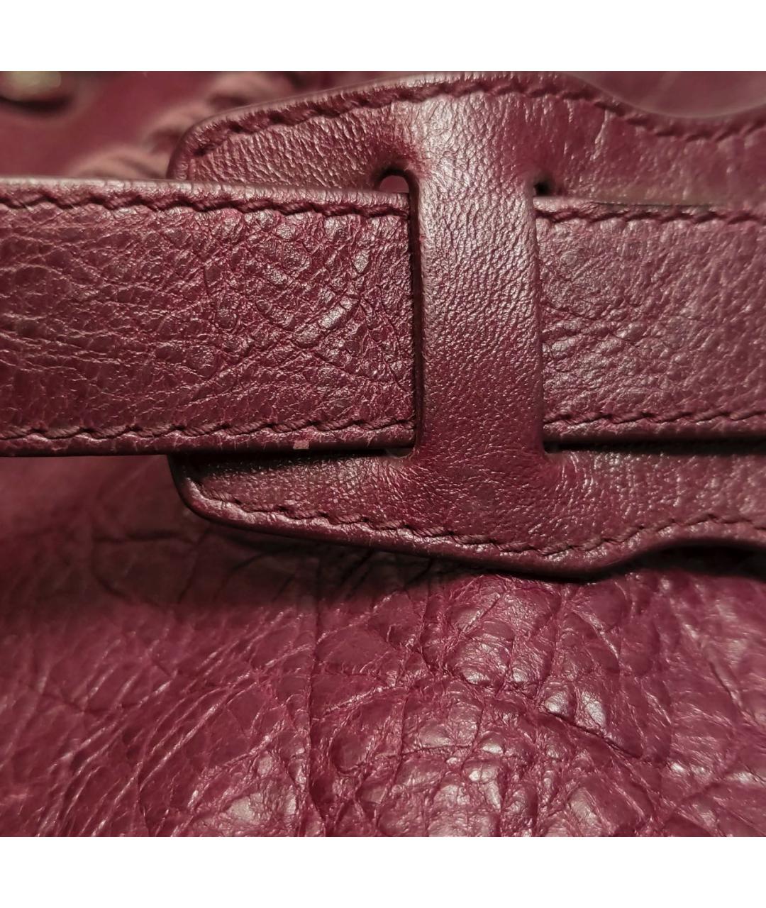 BALENCIAGA Бордовая кожаная сумка через плечо, фото 8