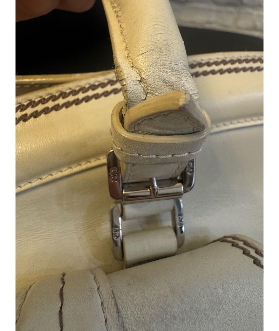 CHRISTIAN DIOR Белая кожаная сумка с короткими ручками, фото 8