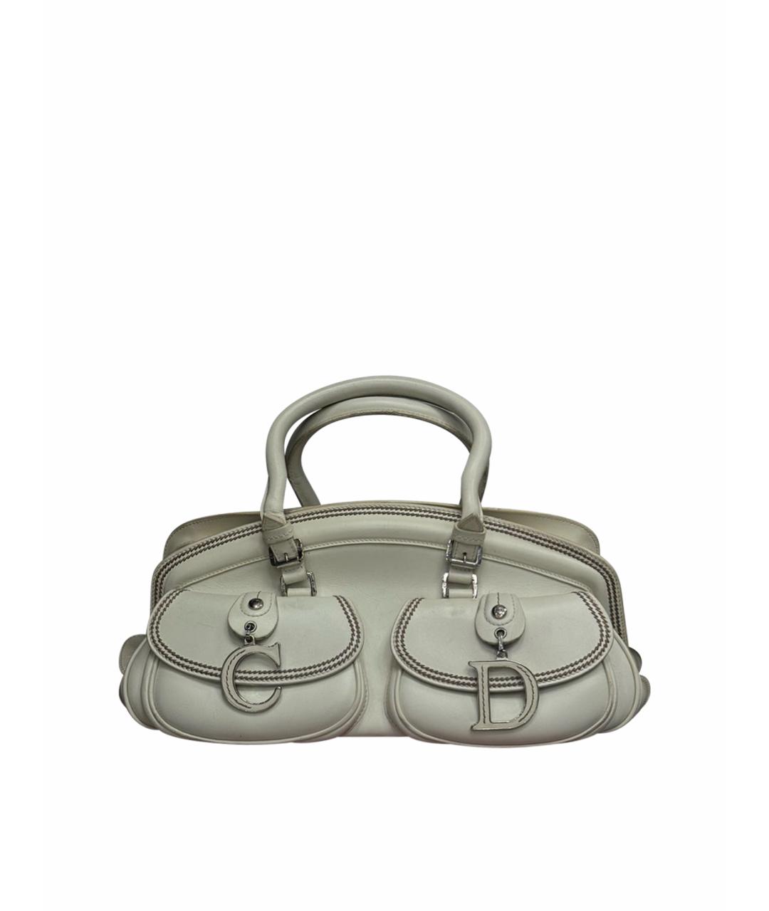 CHRISTIAN DIOR Белая кожаная сумка с короткими ручками, фото 1