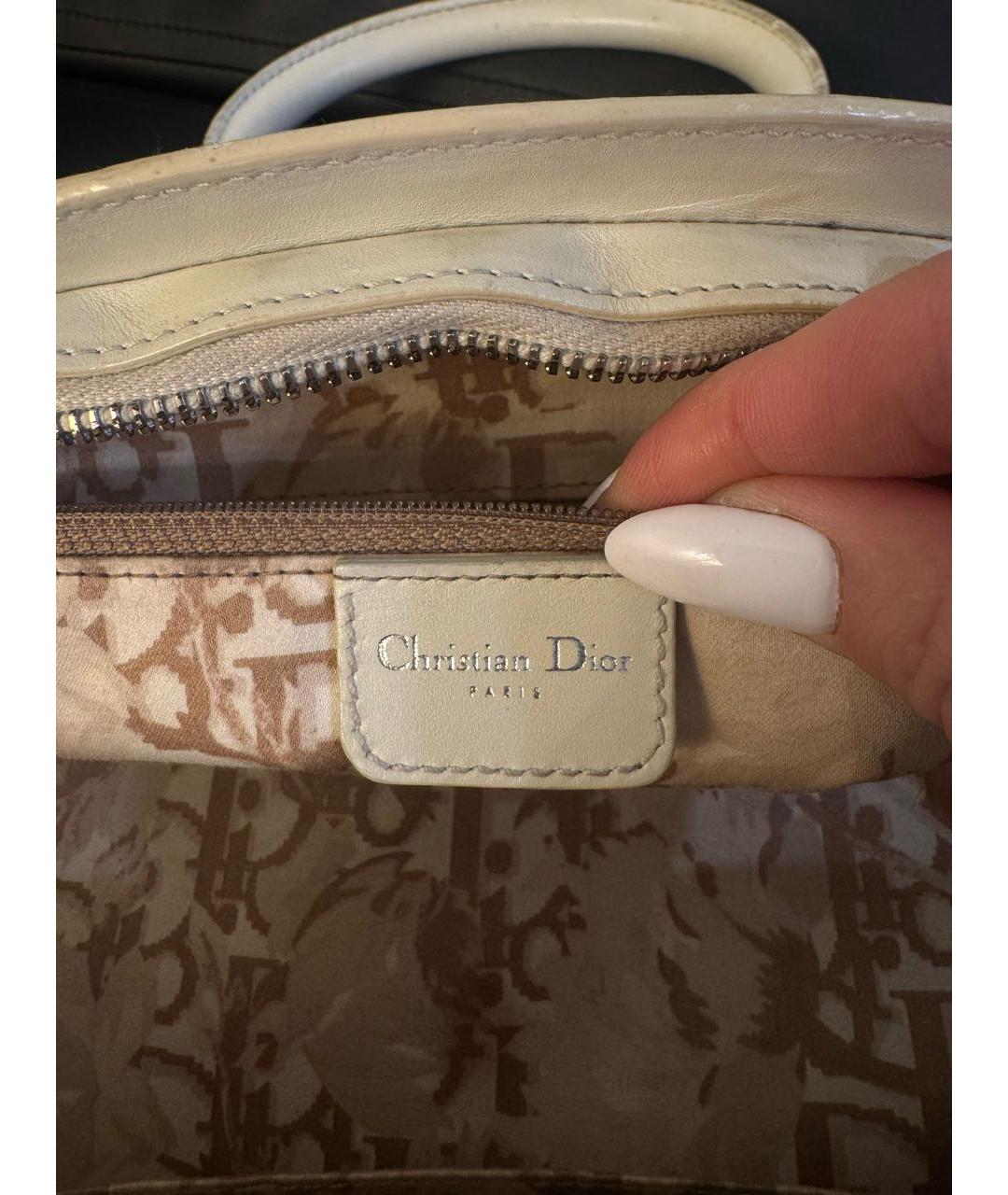 CHRISTIAN DIOR Белая кожаная сумка с короткими ручками, фото 5