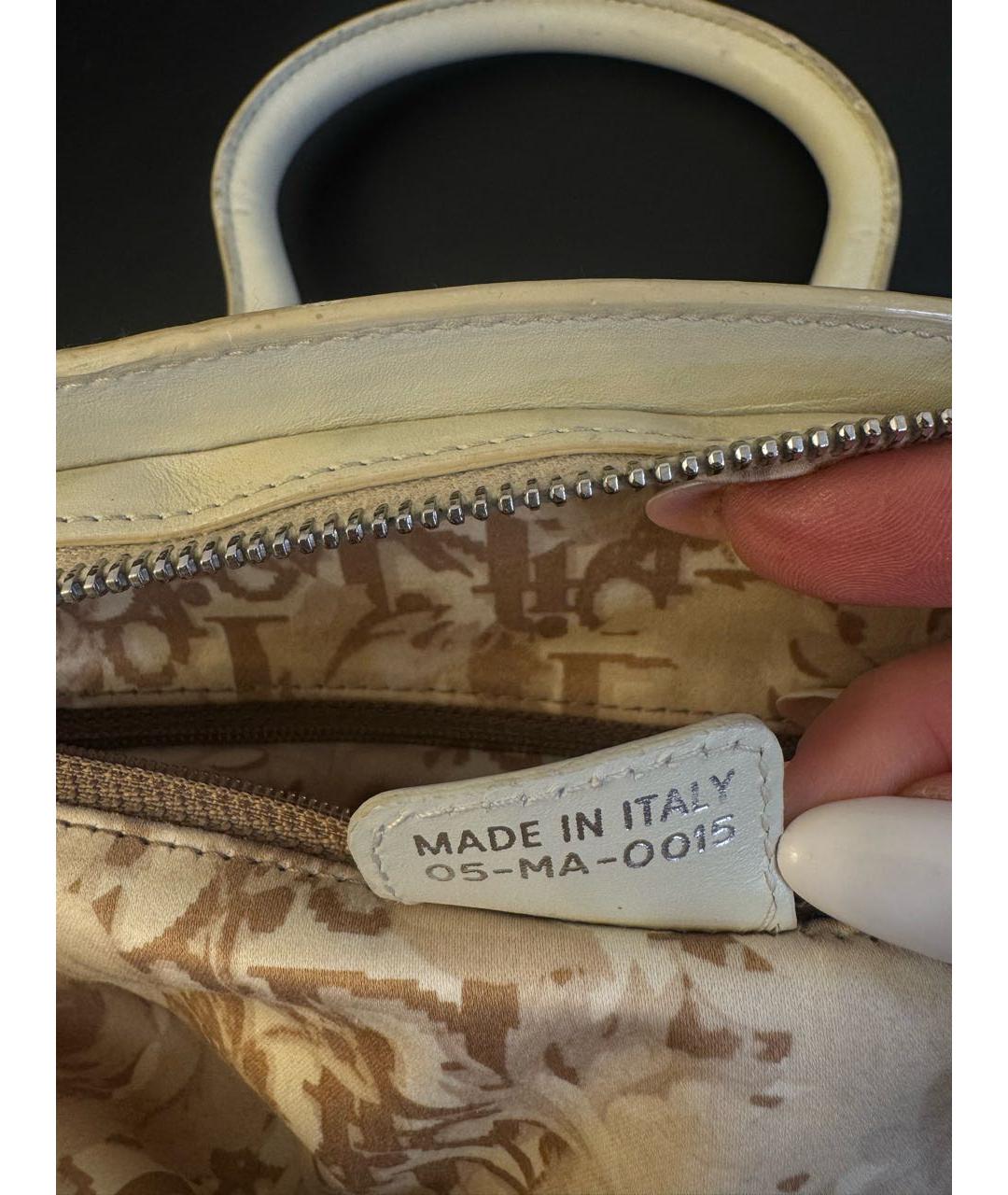 CHRISTIAN DIOR Белая кожаная сумка с короткими ручками, фото 6