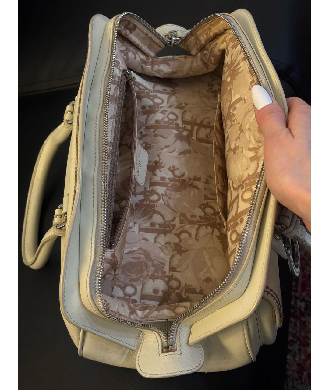 CHRISTIAN DIOR Белая кожаная сумка с короткими ручками, фото 4