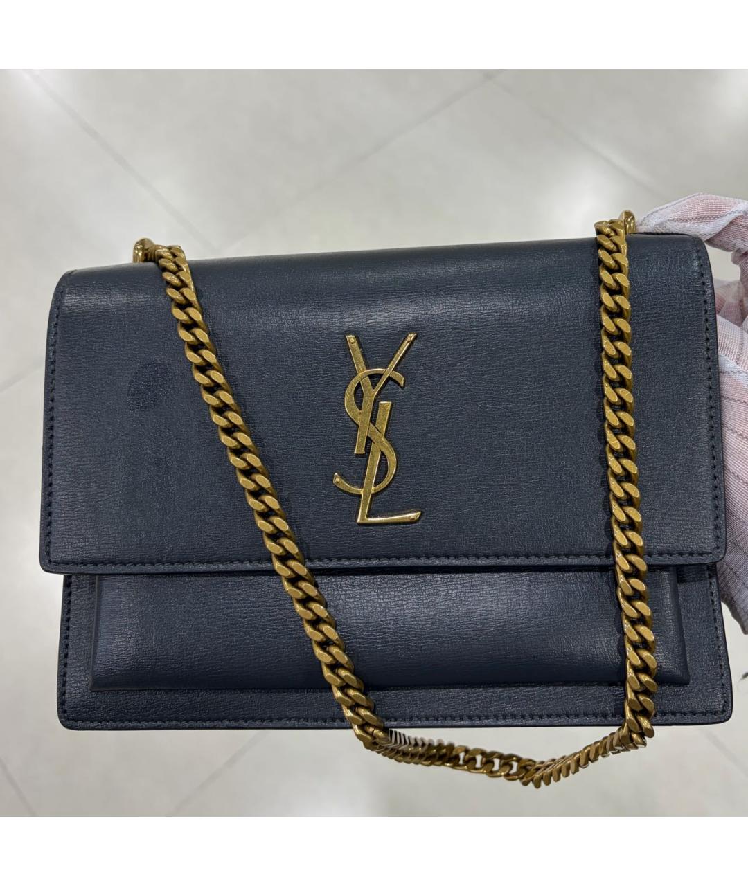 SAINT LAURENT Черная кожаная сумка через плечо, фото 2