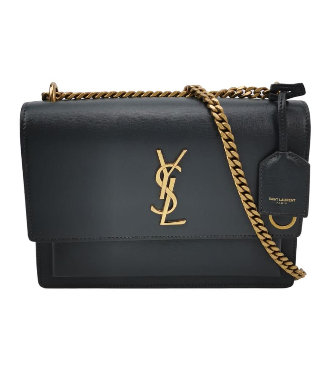 SAINT LAURENT Черная кожаная сумка через плечо, фото 5