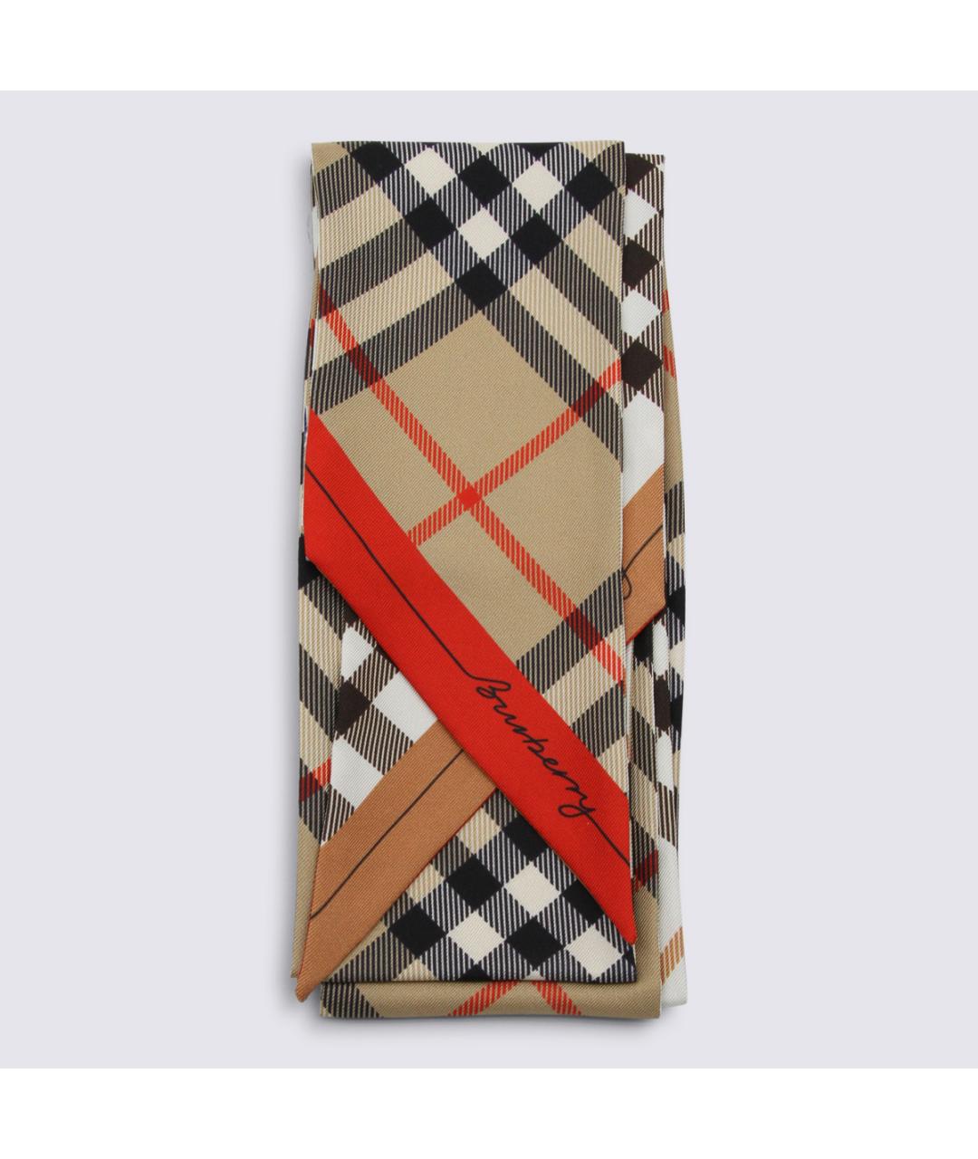 BURBERRY Бежевый шелковый шарф, фото 3