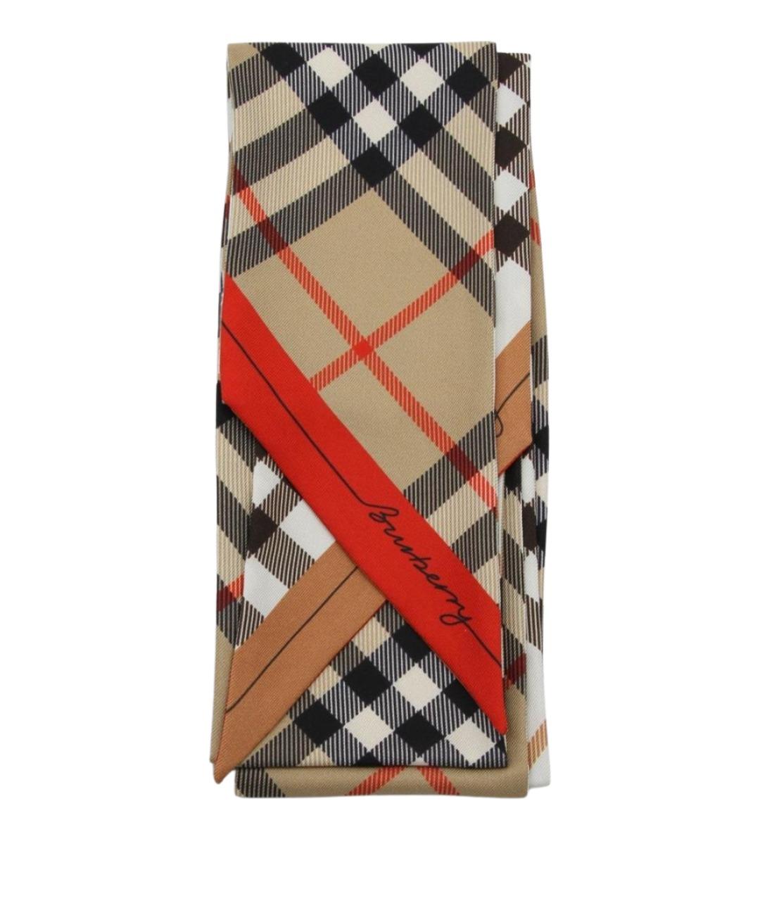 BURBERRY Бежевый шелковый шарф, фото 1