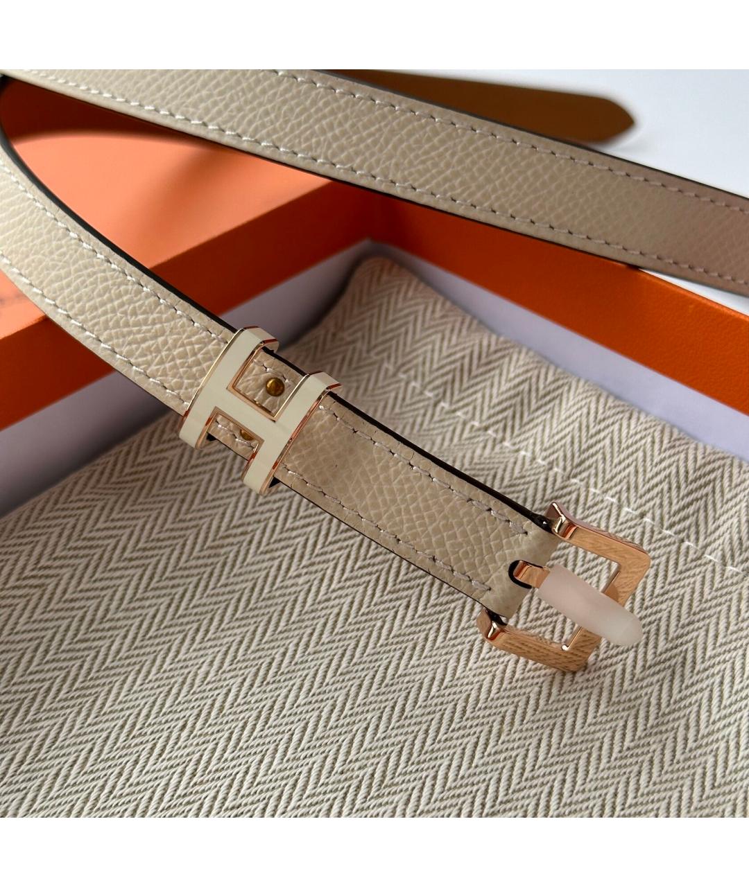 HERMES Бежевый кожаный ремень, фото 5