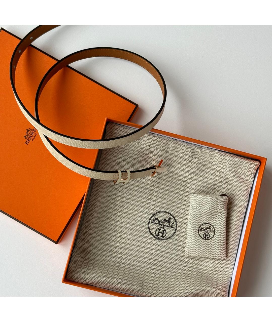 HERMES Бежевый кожаный ремень, фото 3