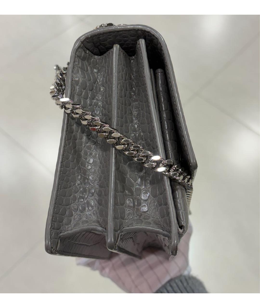 SAINT LAURENT Серая кожаная сумка через плечо, фото 3